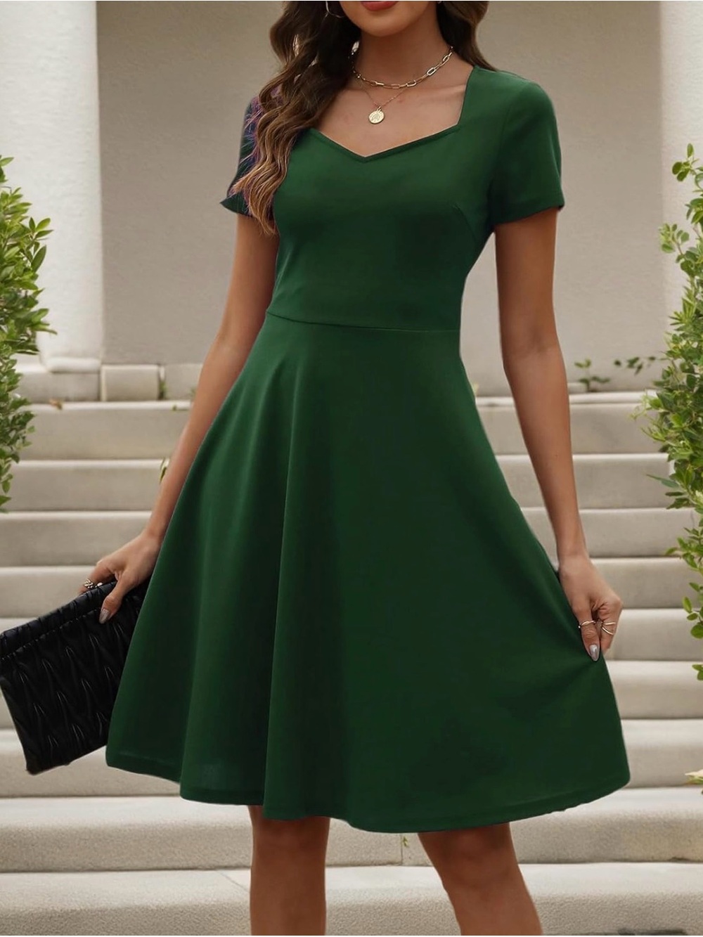 1950s Style Green Sweetheart Fit & Flare Swing Dress L Retro Rockabilly